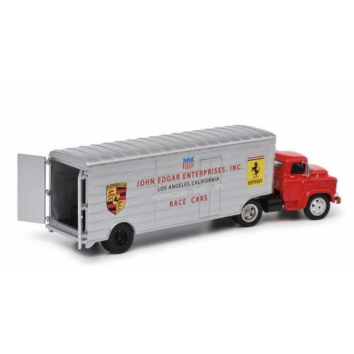 GMC RENNTRANSPORTER TEAM JOHN EDGARD ENTERPRISES FERRARI-PORSCHE 1950 1:43 Schuco Camion Modellino