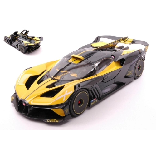 BUGATTI BOLIDE W16 8.0 FOUR-TURBO 1850hp 500km/h 2020 YELLOW 1:18 Burago Auto Stradali Modellino