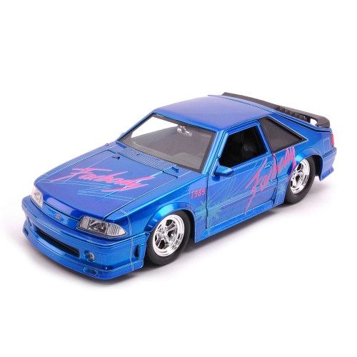 FORD MUSTANG GT 1989 "I LOVE THE 80s" CANDY BLUE 1:24 Jada Toys Movie Modellino