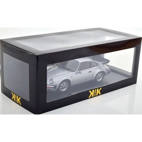 PORSCHE 911 CARRERA 3.2 COUPE' WITH REAR WING 1988 SILVER 1:18 KK Scale Auto Stradali Modellino