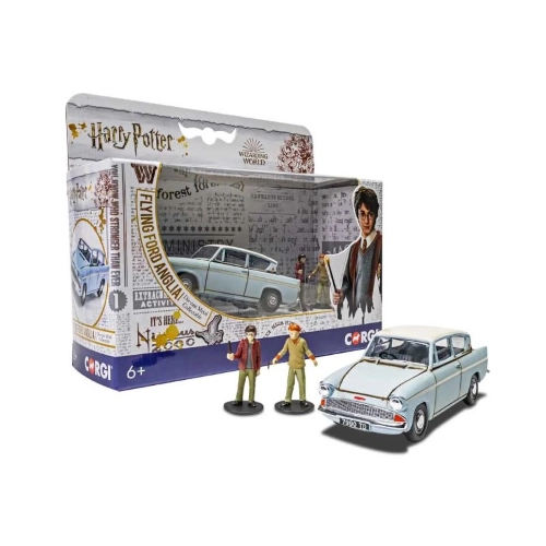 HARRY POTTER MR WEASLEYS FORD ANGLIA 1960 + HARRY AND RON FIGURES 1:43 Corgi Movie Modellino