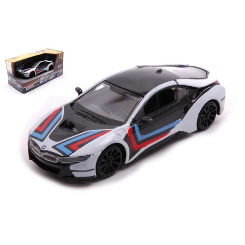 BMW i8 COUPE' GT RACING 2018 WHITE/BLACK/RED/BLUE 1:43 MotorMax Auto Competizione Modellino