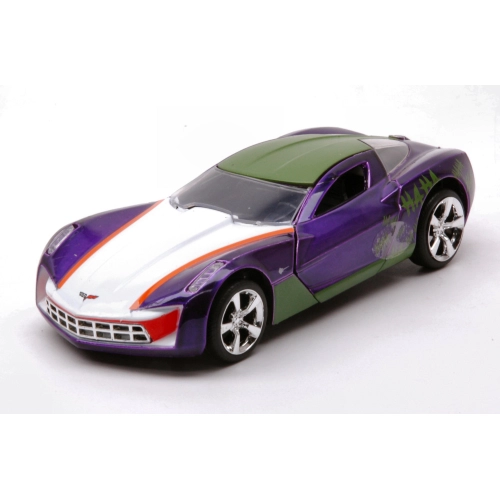 CHEVROLET CORVETTE STINGRAY THE JOKER 2009 PURPLE/GREEN/WHITE 1:32 Jada Toys Movie Modellino
