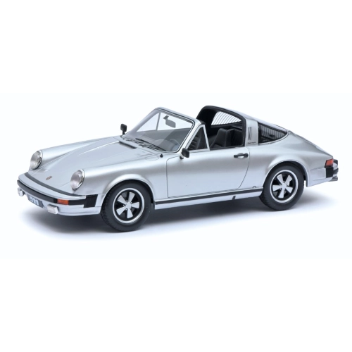 PORSCHE 911 TARGA 1977 SILVER "PRO RESIN" 1:18 Schuco Auto Stradali Modellino