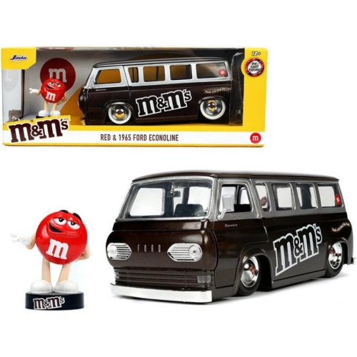 FORD ECONOLINE WITH RED FIGURE "M&M'S" 1965 BROWN 1:24 Jada Toys Movie Modellino