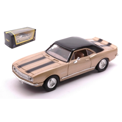 CHEVROLET CAMARO Z-28 1967 GOLD WITH BLACK STRIPES 1:43 Lucky Die Cast Auto Stradali Modellino