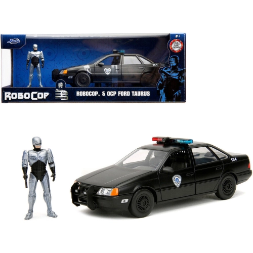 FORD TARUS FROM "ROBOCOP" WITH FIGURE 1986 BLACK/SILVER 1:24 Jada Toys Movie Modellino