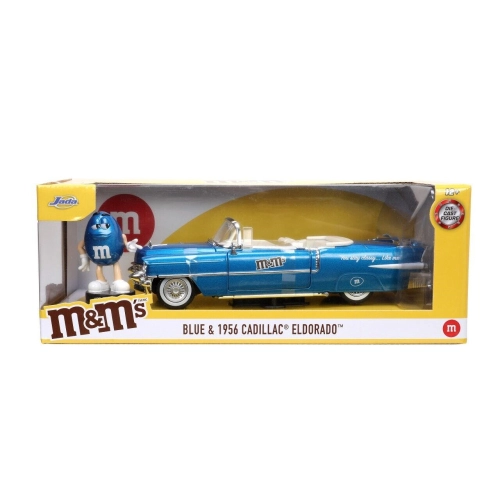 CADILLAC ELDORADO WITH BLUE FIGURE "M&M'S" 1956 BLUE 1:24 Jada Toys Movie Modellino