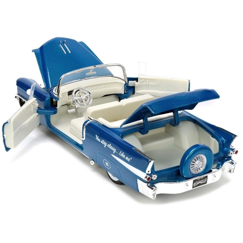 CADILLAC ELDORADO WITH BLUE FIGURE "M&M'S" 1956 BLUE 1:24 Jada Toys Movie Modellino