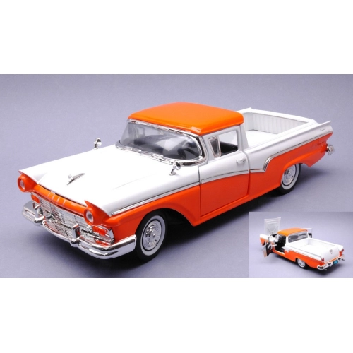 FORD RANCHERO 1957 WHITE/ORANGE 1:18 Lucky Die Cast Auto Stradali Modellino
