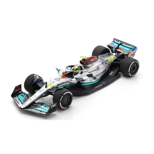 MERCEDES F1 L.HAMILTON 2022 N.44 MIAMI GP WITH ACRILIC COVER 1:18 Spark Model Formula 1 Modellino