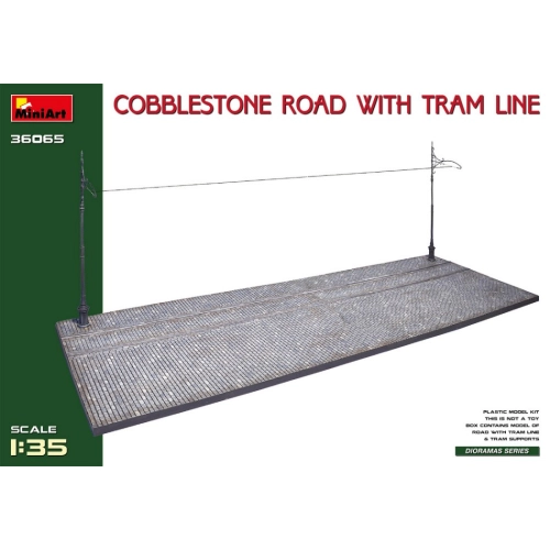 COBBLESTONE ROAD W/TRAM LINE KIT 1:35 Miniart Kit Diorami Modellino