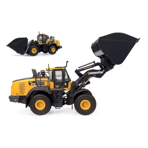 PALA GOMMATA KOMATSU WA475-10 TOOL LINKAGE WITH HIGH DUMP BUCKET 1:50 Universal Hobbies Mezzi Industriali Modellino