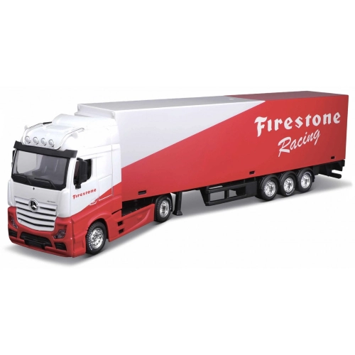 MERCEDES ACTROS GIGASPACE WITH TRAILER "FIRESTONE RACING" 1:43 Burago Camion Modellino