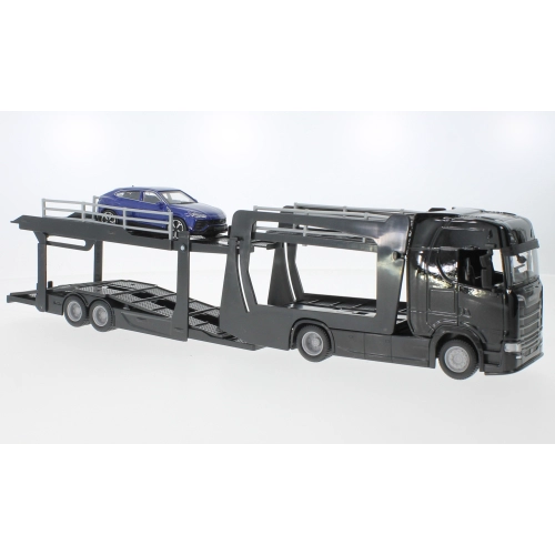SCANIA S730 HIGHLINE CAB CAR CARRIER + LAMBORGHINI URUS 1:43 Burago Camion Modellino