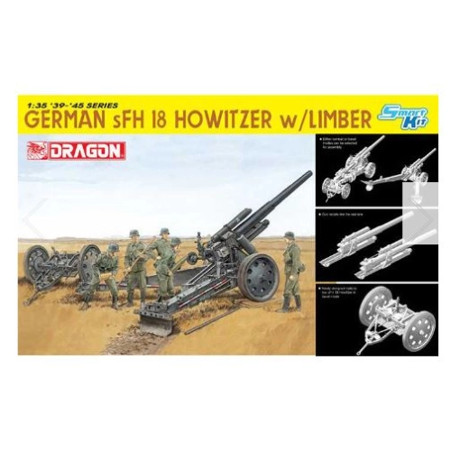 GERMAN s.FH.18 HOWITZER W/LIMBER KIT 1:35 Dragon Kit Mezzi Militari Modellino