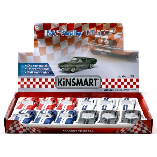 SHELBY GT500 1967 cm 12 Colori Assortiti (1 Modellino a Scelta) 1:38 Kinsmart Modellismo Giocattolo Modellino