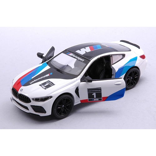 BMW M8 COMPETITION COUPE' N.1 WHITE cm 11 1:32 Kinsmart Modellismo Giocattolo Modellino