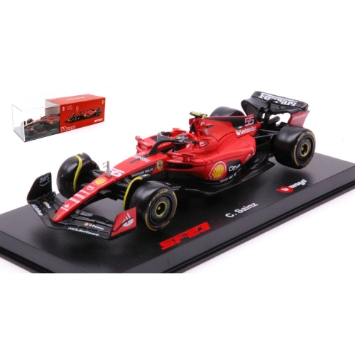 FERRARI F-23 N.16 2023 CHARLES LECLERC SIGNATURE WITH HELMET 1:43 Burago Formula 1 Modellino