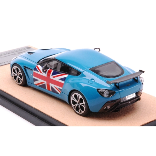 ASTON MARTIN V12 ZAGATO 2012 BABY BLU WITH ENGLISH FLAG ED.LIM.PCS 10 1:43 Tecnomodel Auto Stradali Modellino