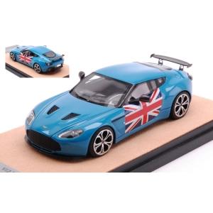 ASTON MARTIN V12 ZAGATO 2012 BABY BLU WITH ENGLISH FLAG ED.LIM.PCS 10 1:43 Tecnomodel Auto Stradali Modellino