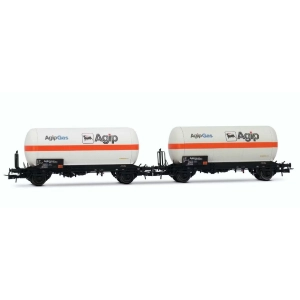 FS 2-UNIT PACK 2-AXLE GAS TANK WAGONS AGIPGAS EP.IV 1:87 Rivarossi Treni Modellino