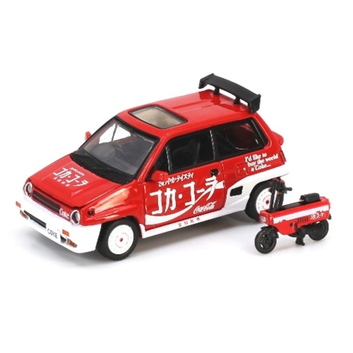 HONDA CITY TURBO II COCA COLA WITH MOTOCAMPO LIVERY 1:64 Spark Model Veicoli Commerciali Modellino