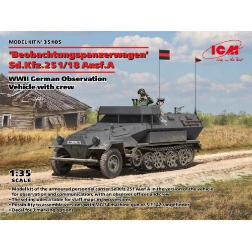 BEOBACHTUNGSPANZERWAGEN Sd.Kfz.251/18 Ausf.A.WWII KIT 1:35 ICM Kit Mezzi Militari Modellino