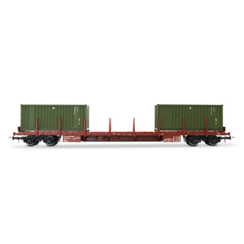 FS 2-UNIT PACK 4-AXLE FLAT TWO 20' CONTAINERS + TWO M113 EP.IV-V 1:87 Rivarossi Treni Modellino