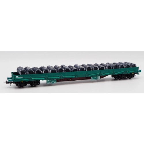 FS 4-AXLE STAKE WAGON TYPE RES GREEN LIVERY LOADED EP.VI 1:87 Rivarossi Treni Modellino