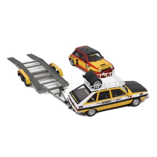 RENAULT 30 ASSISTANCE + R5 TURBO TEST CAR 1979 + TRAILER "SET" 1:18 Ottomobile Auto Rally Modellino