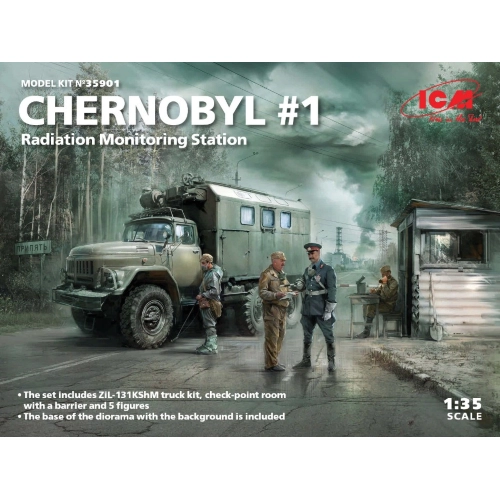 CHERNOBYL N.1 RADIATION MONITORING STATION ZIL-131 KShM TRUCK KIT 1:35 ICM Kit Art.Vari Modellino