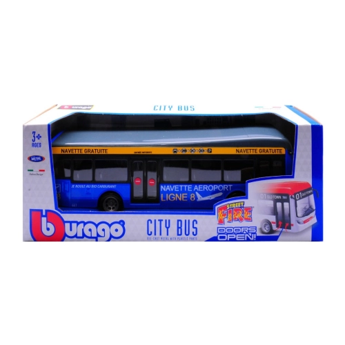 CITY BUS LIGNE 8 NAVETTE AEROPORT Cm 18 x 4,5 x h5 Burago Autobus Modellino