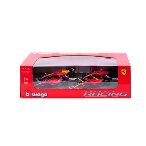 FERRARI RACING F1 SETX4 - SF23 N.16 + SF23 N.55 MONZA 1:43 Burago Formula 1 Modellino