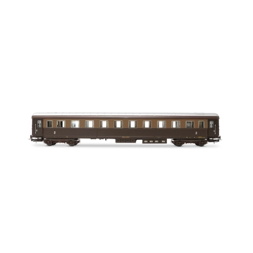 FS SET 2 CARROZZE LIVREA CASTANO/ISABELLA, 1 DI 2a CLASSE CON COMPARTO RISTORO 1946 E 1 DI 2a CLASSE EP.IIIB BZ33010 1:87 Rivarossi Treni Modellino