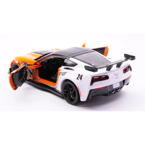 CORVETTE ZRT 2019 WHITE/ORANGE 1:24 MotorMax Auto Competizione Modellino