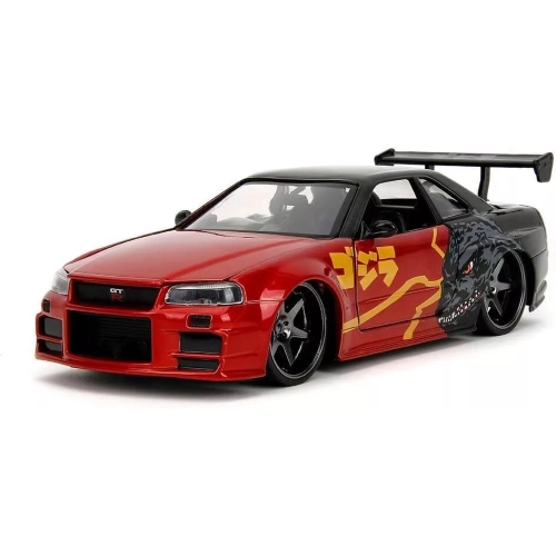 NISSAN SKYLINE GTR 2002 "GODZILLA" JAPANESE GRAPHICS 1:24 Jada Toys Movie Modellino