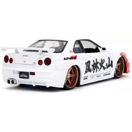 RYU NISSAN SKYLINE GTR R34 "STREET FIGHTER" WHITE/RED/BLACK 1:24 Jada Toys Movie Modellino