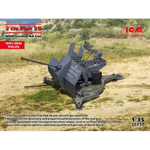 FLAK 38 WWII GERMAN AA GUN KIT 1:35 ICM Kit Mezzi Militari Modellino