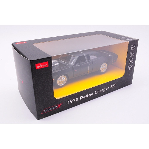 DODGE CHARGER R/T 1970 WITH SOUND ENGINE VERSION BLACK 1:36 Rastar Auto Stradali Modellino