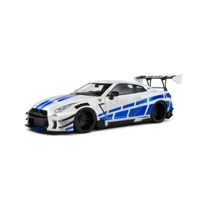 NISSAN GT-R (R35) LIBERTY WALK BODY KIT 2.0 COUPE 2024 SILVER/BLUE 1:18 Solido Auto Stradali Modellino