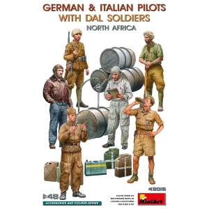 GERMAN & ITALIAN PILOTS WITH DAL SOLDIERS NORTH AFRICA KIT 1:48 Miniart Kit Figure Militari Modellino