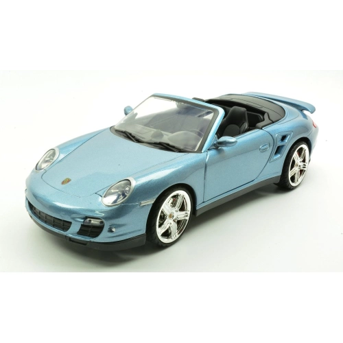 PORSCHE 911 TURBO CABRIO 2008 METALLIC LIGHT BLUE 1:18 MotorMax Auto Stradali Modellino
