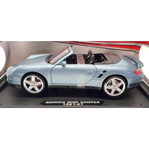 PORSCHE 911 TURBO CABRIO 2008 METALLIC LIGHT BLUE 1:18 MotorMax Auto Stradali Modellino
