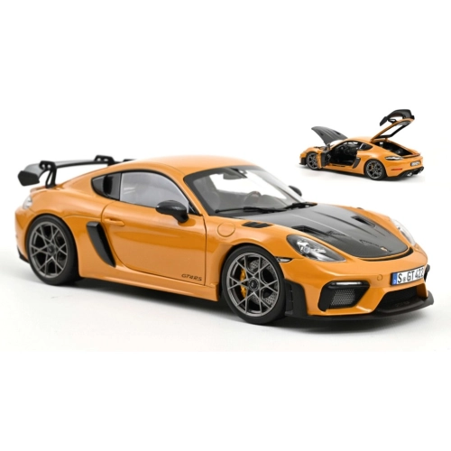 PORSCHE CAYMAN GT4 RS WITH WEISSACH 2023 BAHAMA YELLOW PACK 1:18 Norev Auto Stradali Modellino