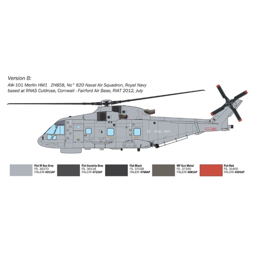 AW-101 MERLIN HM.1 KIT 1:72 Italeri Kit Elicotteri Modellino