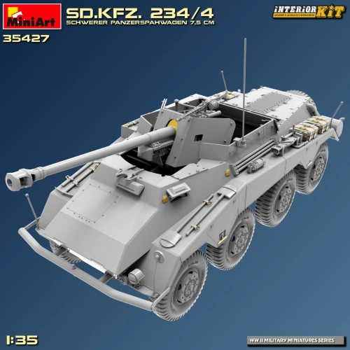SD.KFZ.234/4 SCHWERER PANZERSPAHWAGEN 7,5 cm KIT 1:35 Miniart Kit Mezzi Militari Modellino