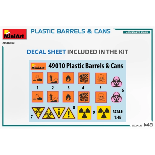 PLASTIC BARRELS & CANS KIT 1:48 Miniart Kit Diorami Modellino