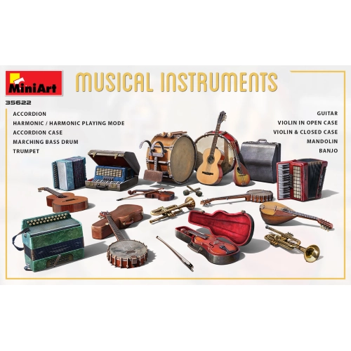 MUSICAL INSTRUMENTS KIT 1:35 Miniart Kit Diorami Modellino