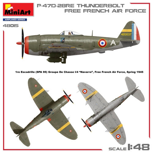 P-47D-28RE THUNDERBOLT FREE FRENCH AIR FORCE BASIC KIT 1:48 Miniart Kit Aerei Modellino